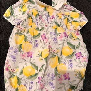 Janie and Jack Lemon Floral One Piece - Yellow and Purple